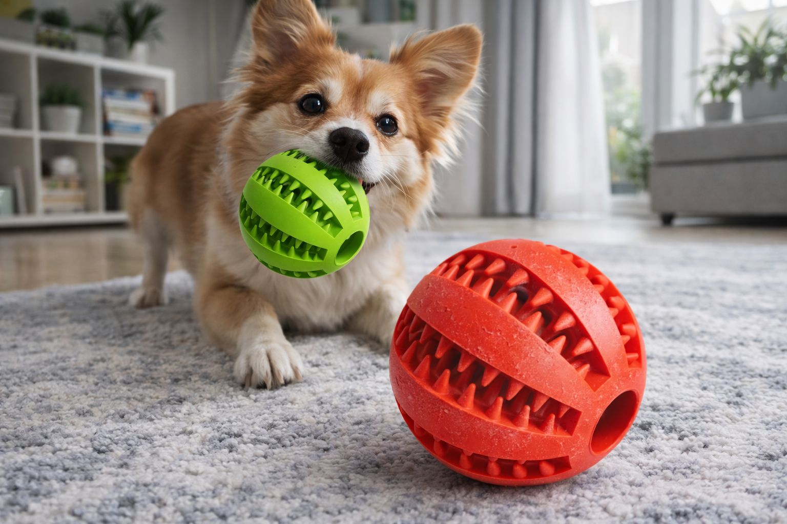 Interactive Dog treat Ball-Dental Chew Toy For Anxiety Relief &Teeth Cleaning